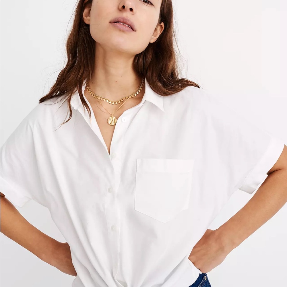 Madewell White Tie Front Shirt